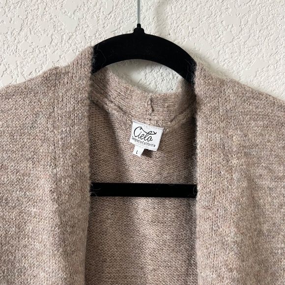 NWT Cielo Long Duster Open Front Cardigan Women's size Large Oatmeal - Picture 2 of 9